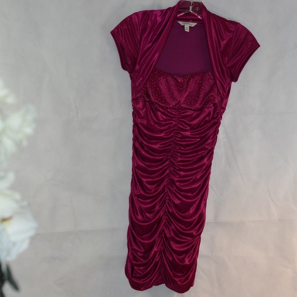 Bodycon Pink Beaded Rouched Dress SZ S Speekless - Picture 3 of 8